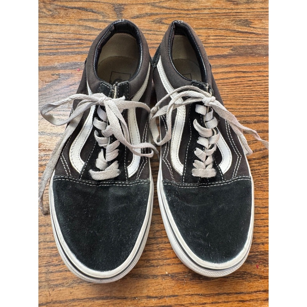 Vans Old Skool Black White Suede Canvas Skater Sneakers Mens 7 Womens 8.5